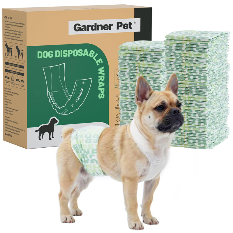 Gardner Pet Male Dog Diapers Disposable 50 Ct, Male Dog Wraps with Wetness Indicator & Flashdry Gel Technology, Dog Diapers Male for Puppy Training, Marking, Incontinence, Travel - Small