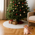 Christmas Cat Proof Tree Skirt Kit with Soft White Tree Skirt, Prickle Mat