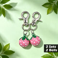 EXPAWLORER Pet Bells for Dog Cat Collar Charm - 2 Pack Cat Collar Accessories Bells Loud, Pet Jingle Ornament Training Pendant Neck Decoration Strawberry Shaped, Tracker for Saving Birds, Pink