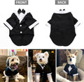 Dog Shirt Puppy Clothes, Pet Wedding Suit Formal Tuxedo with Black Bow Tie, Pet Outfit for Small Medium Dogs Cats, Pet Weding Attire Dress Up Cosplay Prince Costume Gentleman Apparel (Black, Small)