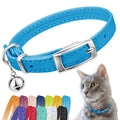 CollarDirect Leather Cat Collar with Removable Bell – Safety Elastic Strap (Breakaway Alternative) – Kitten Collar for Small & Big Boy & Girl Cats