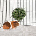 Rabbit Hay Ball Stainless Steel Hanging Feed Dispenser for Bunny Hamster Guinea Pig Rat Chinchilla (A: 5.11inch, Silver)