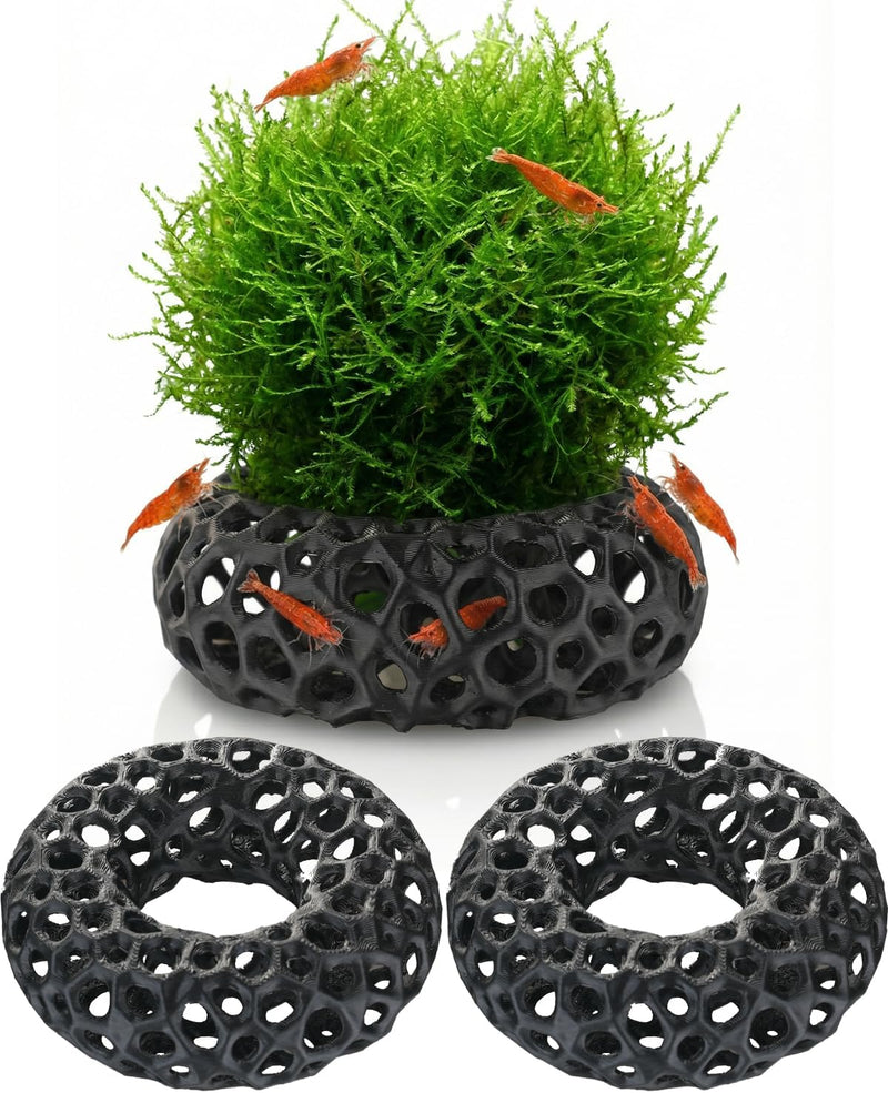 Shrimp Cave for Fish Tank Plants, 2-Pack Round Aquarium Caves for Cherry & Dwarf Shrimp, Plant-Compatible Shrimp Tank Ac