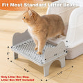 Uross Cat Litter Box Step, Extra Large Litter Box Ramp/Stairs with Detachable Splash-Proof Side Baffles, Anti-Tracking Litter Catcher, Easy to Clean, Non-Slip Step for Small & Elderly Cats (Grey)