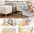 Kunffiyso Dog Ramp for Small Dogs, 15.7" H 3-in-1 18.5" Extra Wide Foldable Ottoman & Hidden Storage Design Dog Stairs for Couch Sofa, Non-Slip Pet Steps for Puppy Senior Injured Dogs (White)
