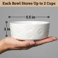 Ceramic Dog Bowl Set of 2 with Anti-Skid Base - 5.5" Wide x 2" Tall Ceramic Dog Bowls for Small Dogs - 2 Cup Capacity Food and Water Bowls for Dogs - Rubber Bottom Pet Bowl Set of 2 for Small Pets