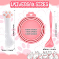 Uiifan 8 Pcs Cat Food Can Covers Lids Set, Silicone Pet Food Can Lids with Multi-Function Cat Foods Spoon and Opener, Silicone Wet Foods Spoon for Cats and Dogs(Pink)