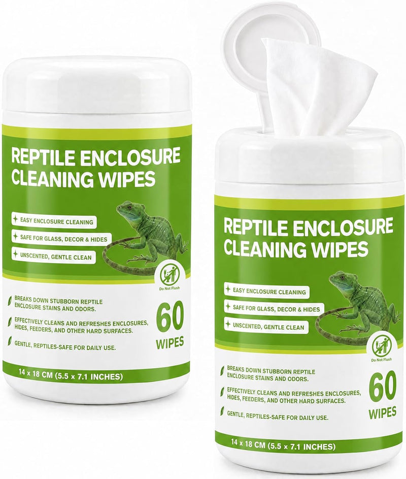 Reptile Enclosure Cleaning Wipes, Unscented Terrarium & Tank Cleaner