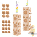 JONS NTY 2 Pcs Wooden Bird Chew Toys - 7.9 Inch Hanging Parrot Toys, with 92 Detachable Corks, Relieve Boredom & Anxiety, Foraging Toys, for Parakeet, Cockatiel, Conure, Budgie, Lovebird