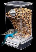 Bird Parrot Feeders,No Mess Bird Feeder for Cage,Automatic Acrylic Parakeet Feeder Cage Accessories for Small Birds Parr