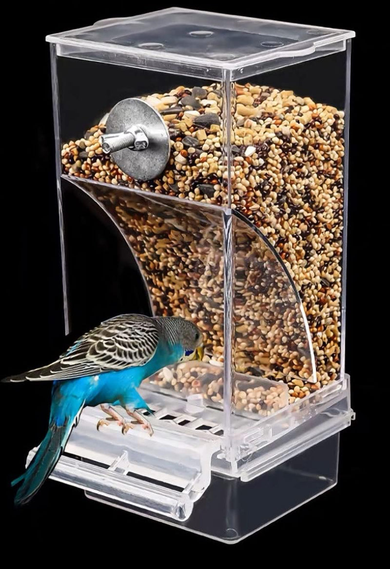Bird Parrot Feeders,No Mess Bird Feeder for Cage,Automatic Acrylic Parakeet Feeder Cage Accessories for Small Birds Parr