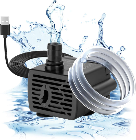 DaToo DC 5V USB Water Pump For Fish Tank 3W Mini Submersible Water Pump With Tubing And Flow Adjustment Function Small F