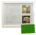 Ultimate Dog or Cat Paw Print Keepsake Kit & Picture Frame - Premium Wooden Photo Frame, Clay Mold for Pet Pawprint & Bonus Stencil. Makes a Personalized Gift for Pet Lovers and Memorials (White)