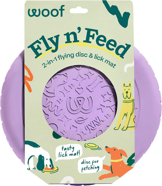 WOOF Fly n' Feed Flying Disc & Lick Mat Dog Toy - Lavender