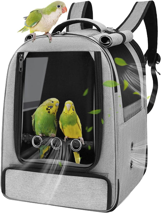 Bird Backpack Carrier,Bird Travel cage Backpack with Tray and Standing Perch,Feeding Tank,Waterproof pad,Used for Parake