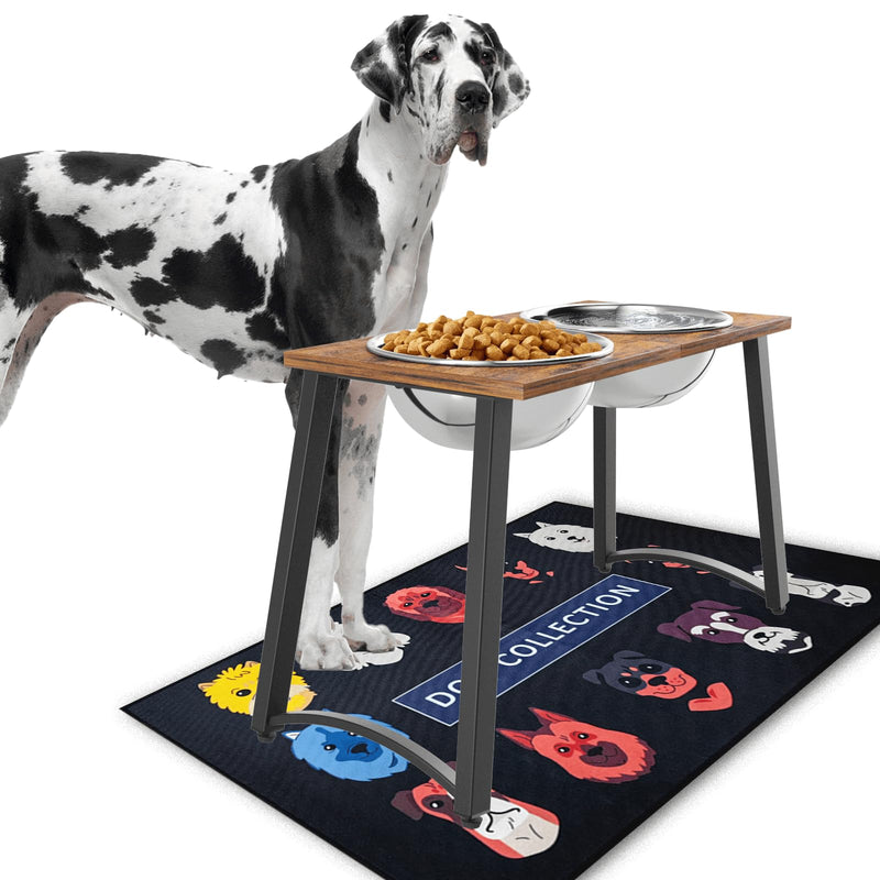 TIDANT Elevated Dog Bowls for X-Large Dogs with Spill Proof Mat 2 X-Large 3000ML(13CUPS) Stainless Steel Dog Bowls, 16.5