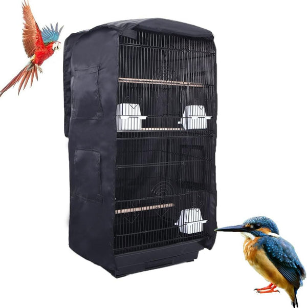 SYOOY Bird Cage Cover Good Night Birdcage Cover Universal Blackout Bird Parrot Cage Cover Durable Washable for Parakeets Lovebirds Budgies Macaw Conure Square Cages - Black