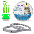 BKRMART Cat Flea and Tick Collar (2 Pack) – Natural Waterproof Flea Collar for Cats & Kittens with 8 Month Protection Adjustable Cat Flea Collar Includes Tick Removal Tools & Flea Comb