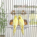 Hypeety Transparent Bird Feeder No Mess Parakeet Feeder for Cage Clear Bird Cage Feeders with Anti-Slip Perch Stainless Steel Food Bowl for Parakeets Parrots Budgies Lovebirds Cockatiels Conures