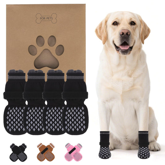 KOOLTAIL Anti Slip Dog Socks Shoes for Hot Pavement to Prevent Licking Paws Scratching, Pet Boots & Paw Protector for Hardwood Floors, Dog Grip Booties for Small Medium Large Senior Dogs, Black M