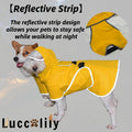Luccalily Dog Poncho Hooded Raincoat for Puppies & Small to Large Dogs, Reflective Strips for Night Safety, Lightweight & Adjustable Fit (Small, Yellow)