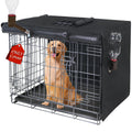 Peipaws Dog Crate Cover 36 Inch - Three Doors Waterproof Dog Kennel Cover, 600D Oxford Fabric Cage Covers with a Water Bottle Nozzle, Allowing Dogs to Drink Water at Any Time. Black (Cover Only)