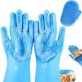 IDQQUQQ 2PCS Dog Washing Gloves and Dog Bath Brush, high-Density Teeth Design pet Grooming Gloves, 2-in-1 Pet Grooming kit ，Suitable for Dogs and Cats to bathe, depilate, and Massage