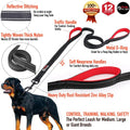 Primal Pet Gear Dog Leash 8ft Long - Black - Traffic Padded Two Handle - Heavy Duty - Double Handles Lead for Control Safety Training - Leashes for Large Dogs or Medium Dogs - Dual Handles Leads