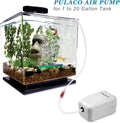 PULACO Ultra Quiet Mini Aquarium Fish Tank Air Pump for 1-20 Gallon Fish Bowl with Air Tube Air Bubbler Stone Check Valv