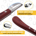 Hoof Knife with Sharpener, 2 PCS Professional Farrier Kit, Curved Stainless Steel Trimming Knife & 400/800 Grit Diamond 