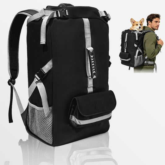 Dog Carrier Backpack, Breathable Honeycomb Mesh Pet Travel Bag with Built-in Safety Leash, Adjustable Buckles and Non-Sl