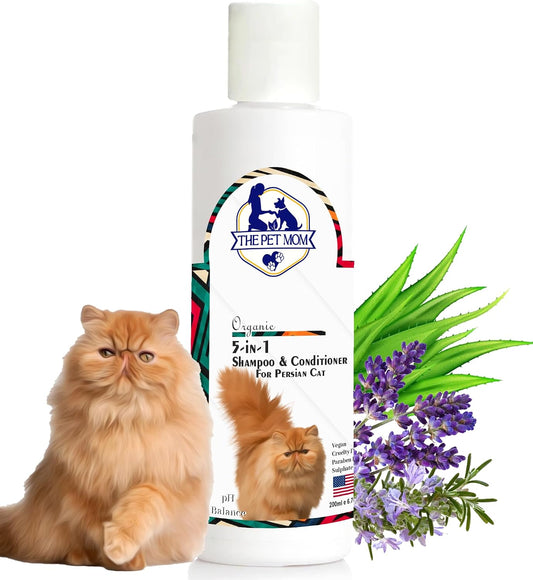 Organic 5 in 1 Shampoo & Conditioner for Persian Cat Help in Deep Cleans, Refreshing, Conditions, Bad Odor, Anti Itching