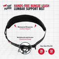 Tuff Pupper Heavy Duty Hands Free Bungee Dog Leash | Two Large Dogs Up to 250 lbs | Comfortable Shock Absorbing Bungee | Reflective Dual Padded Handles | Lumbar Waist Belt 28-50" | 360° Swivel Clips
