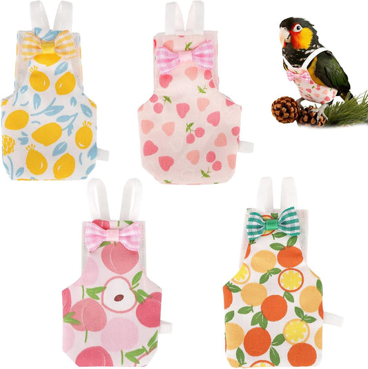 4pcs Reusable Bird Diapers, Cute Pet Bird Diaper with Waterproof Inner Washable Parrot Nappy Pants for Parakeet Cockatie