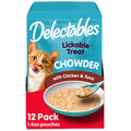 Delectables Lickable Treat Chowder Wet Cat Treat with Real Tuna & Chicken, Food Topper, Hydrating, Grain-Free, No Fillers, By-Products, Added Preservatives, 1.4oz Pouch, 12ct
