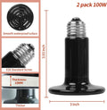 100W Ceramic Heat Emitter (2 Pack), Reptile Heat Lamp Bulbs, Ceramic Heater for Amphibian, Pet Brooder Coop, Chicken, Do