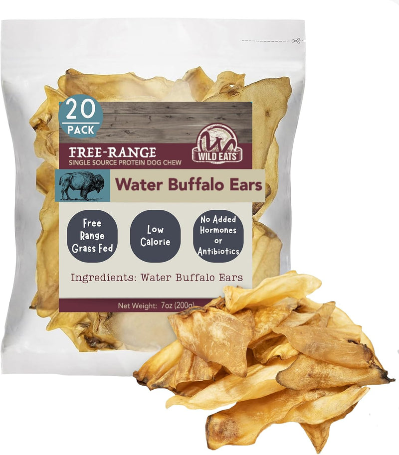 Wild Eats Water Buffalo Ear Dog Chews, 20 Count, Single Ingredient Treats