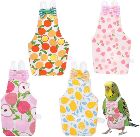 Gjinxi 4 Pcs Bird Diaper,Parrot Diapers,Reusable Pet Bird Nappy Flight Suit