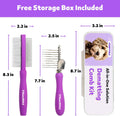 Poodoodle Pain-Free Dematting Comb Kit for Dogs & Cats, Dematting Rake & Detangling Dual-Side Comb Set, Dematting Brush for Dogs & Cats, Pet Grooming Tools Kit for Poodle Doodle & All Long Haired Pets