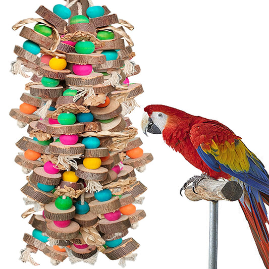 WQY GroceryShop Large Bird Toys for Macaws, Multicolored Wooden Blocks Bird Chewing Toy Parrot Cage Bite Toy for Macaws Cokatoos African Grey and Large Medium Parrot Birds