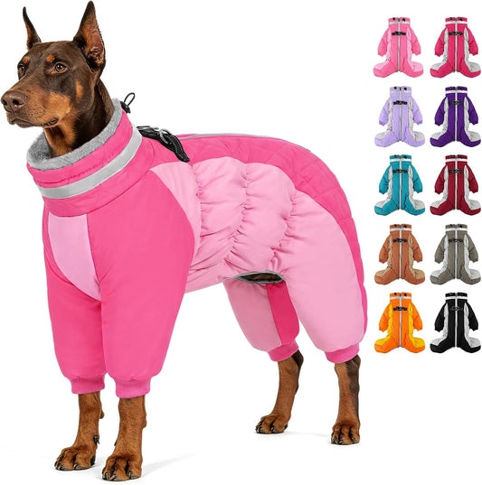 AOFITEE Dog Coats for Large Dogs Warm Full Body Dog Jacket with Harness, XL