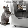 Stainless Steel Litter Box 13.7'' High Sides, XL Metal Cat Litter Box with Curved Low Entry, Cat Litter Pan for Big & Multiple Cats, Pet Toilet with Handy Wheels for Easy Moving