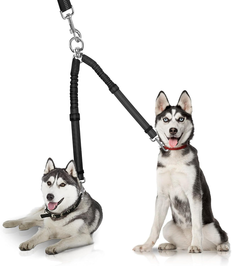 YAODHAOD Double Dog Leash,Two Dog Leash Splitter, No Tangle 360° Swivel Rotation Reflective Lead, Adjustable Length Bung