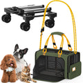 PAWZIDEA Expandable Pet Carrier with Wheels, 18"x11"x11" TSA Airline Approved Cat Carrier for 2 Cats Under Seat, Collapsible Soft-Sided Small Dog Rolling Travel Bag with Telescopic Handle, Up to 18lbs