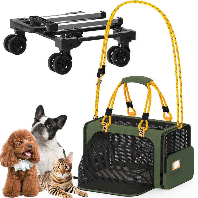 PAWZIDEA Expandable Pet Carrier with Wheels, 18