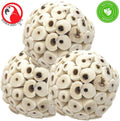 Bonka Bird Toys 1214 Pk3 All-Natural Sola Atta Balls, 3-Pack, 2" Diameter, Soft and Lightweight Chew and Foot Toys for Birds, Small Pets, and DIY Crafts, Safe for Parrots, Parakeets, and Cockatiels