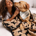 Adjustable Dog Bandana, Beige & Navy Plaid