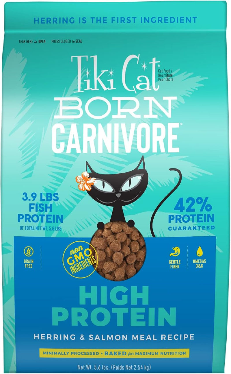 Tiki Cat Born Carnivore Dry Cat Food, Herring & Salmon Meal, 5.6 lb Bag