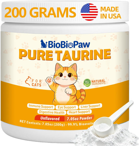 Pure Taurine for Cats Taurine Powder Supplement for Kitty Supports Vitality and Immune Health 200 Grams