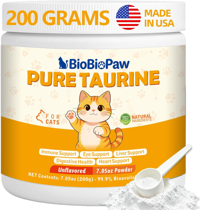 Pure Taurine for Cats Taurine Powder Supplement for Kitty Supports Vitality and Immune Health 200 Grams
